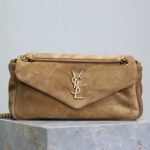 Saint Laurent Calypso Small Suede Shoulder Bag Fawn